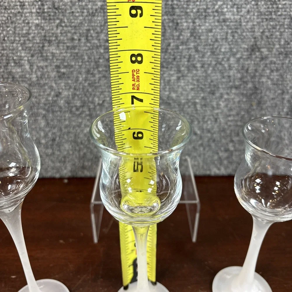 Partylite‎ Iced Crystal Trio Set Frosted Stem Glass Votive Tealight Holder P9248 - Picture 3 of 5